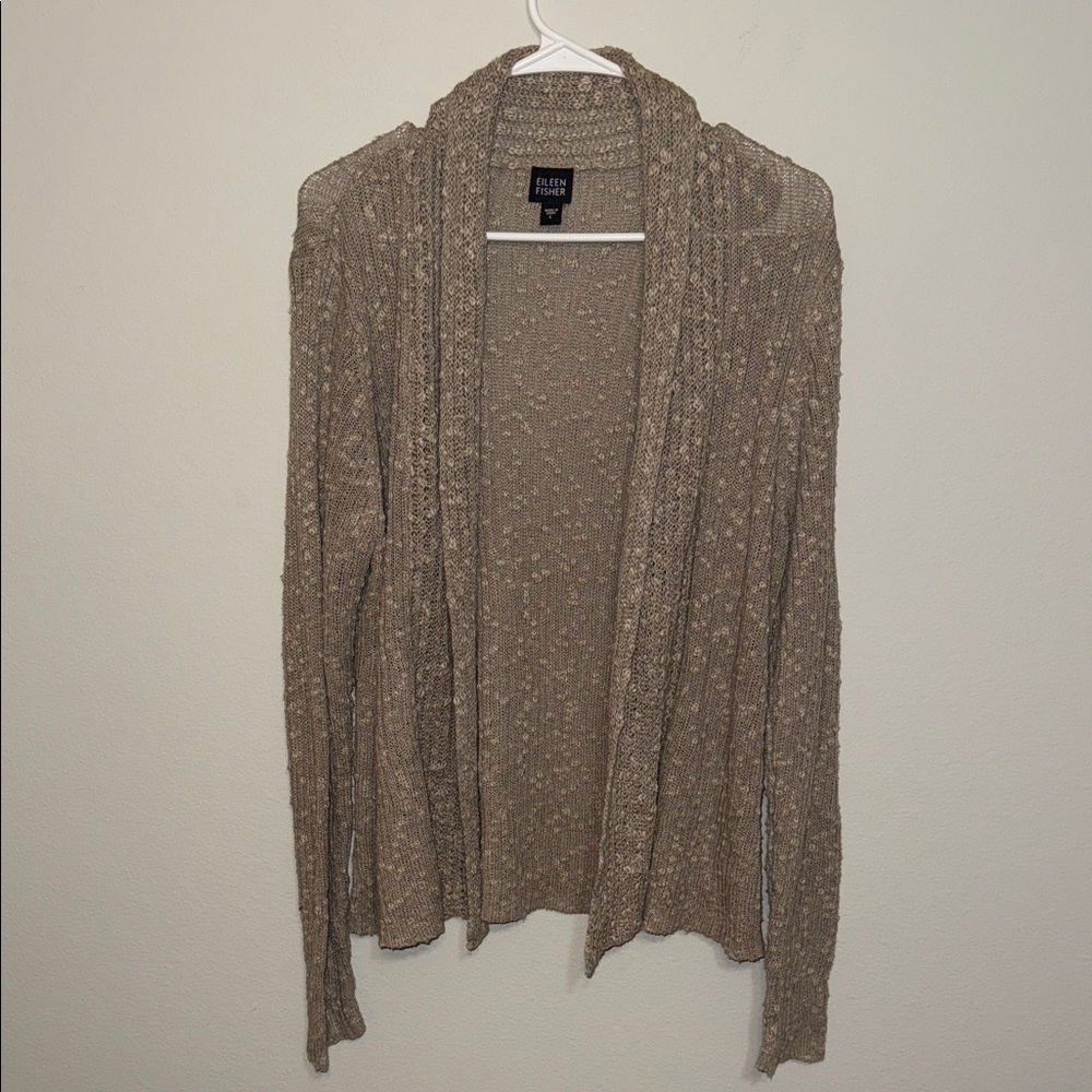 Eileen Fisher Women's Beige Cardigan Linen Blend - Large. B4